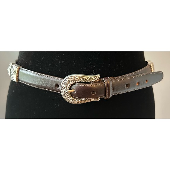 Brighton Accessories - Brighton Brown Leather & Silver Herringbone & Hearts Belt #44309 Sz M Womens
